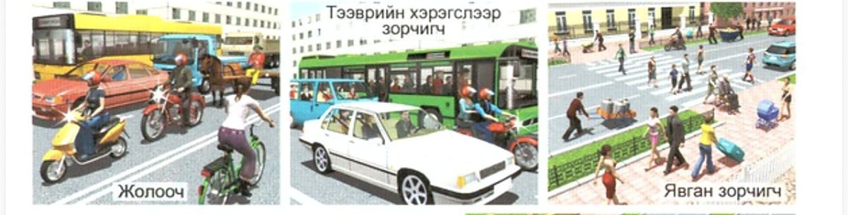 Жолооч, тээврийн хэрэгслээр зорчигч, явган зорчигч