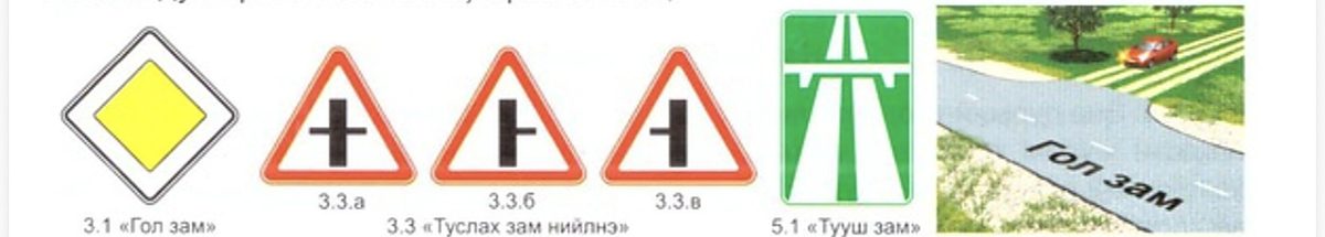 Гол зам тэмдэг ба жишээ