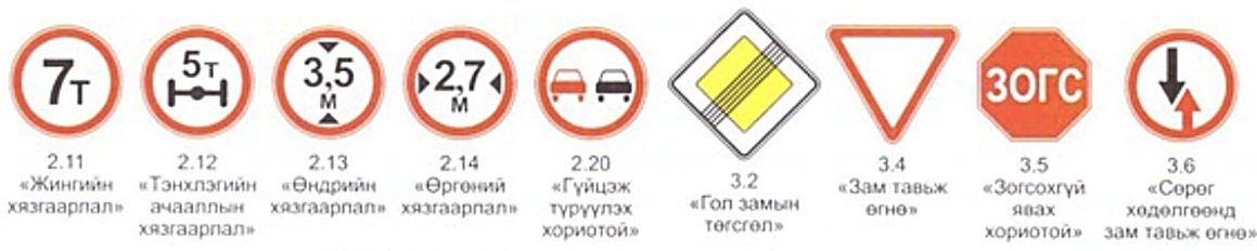 Тусгай дохиотой ТХ-д хамаарахгүй тэмдгүүд